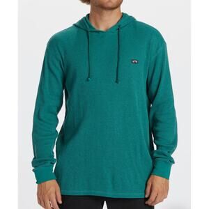 Billabong Keystone Hoodie Mens Medium Thermal Waffle Knit Surfer Skater Green